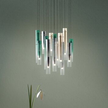 Brilliant Inez Lampada a Sospensione LED Argento, 14-Luci