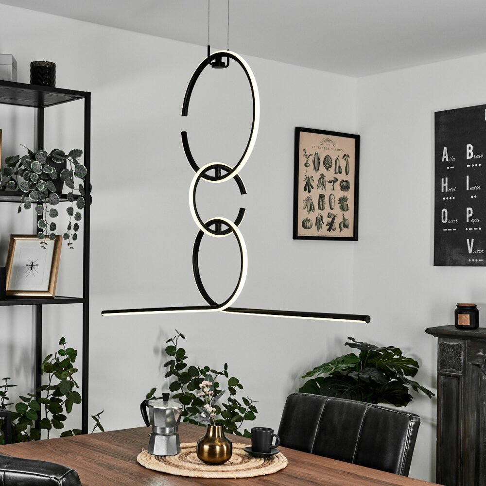 Chlak Lampada a Sospensione LED Nero, 3-Luci, Telecomando