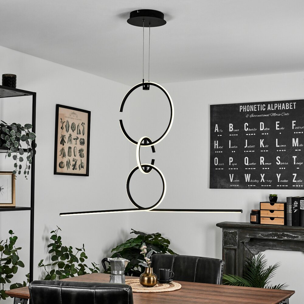 Chlak Lampada a Sospensione LED Nero, 3-Luci, Telecomando