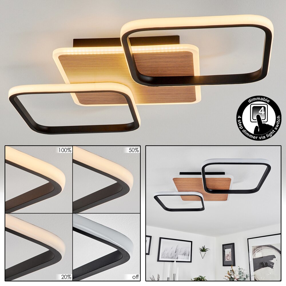 Tiutiella Plafoniera LED Marrone, Aspetto del legno, Nero, 1-Luce main product photo