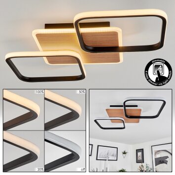 Tiutiella Plafoniera LED Marrone, Aspetto del legno, Nero, 1-Luce