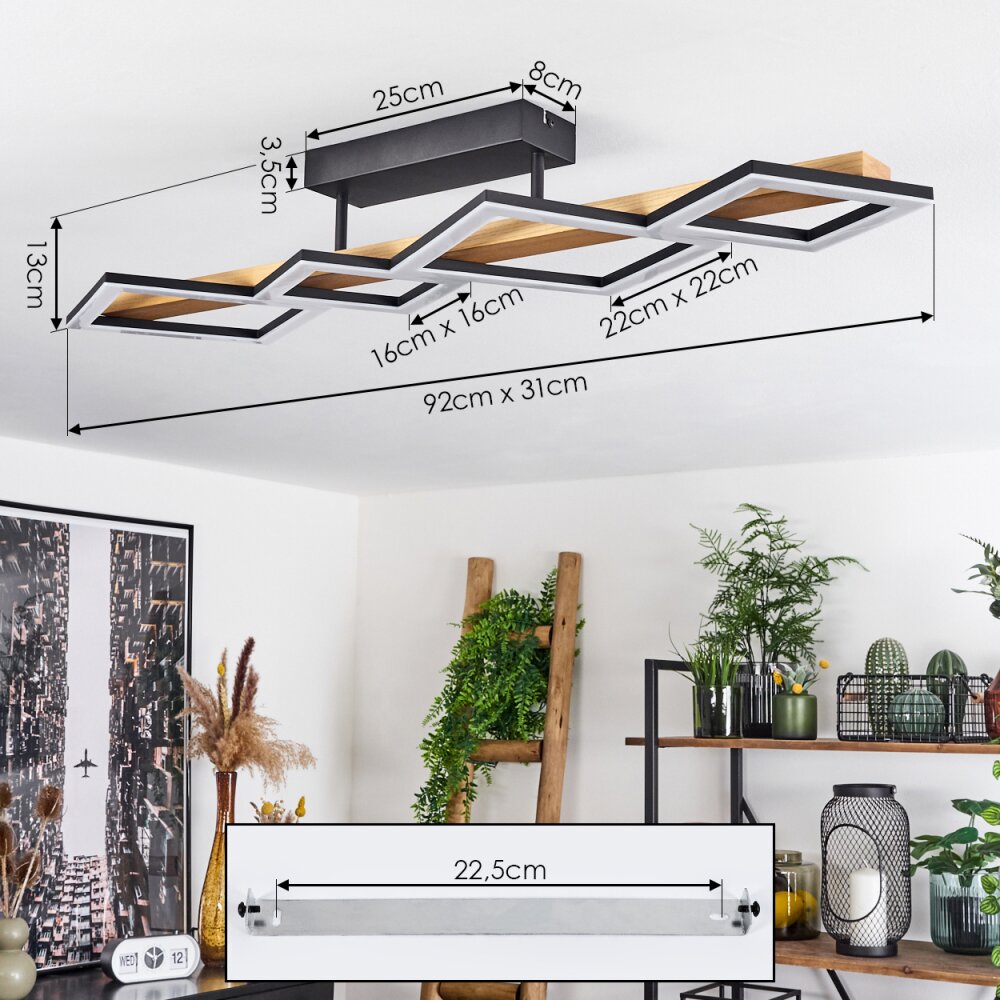 Tavon Plafoniera LED Écru, Nero, 1-Luce