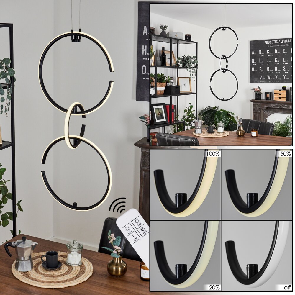 Chlak Lampada a Sospensione LED Nero, 3-Luci, Telecomando main product photo