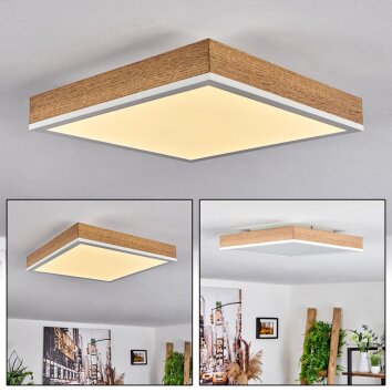 Salmi Plafoniera LED Marrone, Aspetto del legno, Bianco, 1-Luce