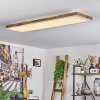 Salmi Plafoniera LED Marrone, Aspetto del legno, Bianco, 1-Luce, Telecomando