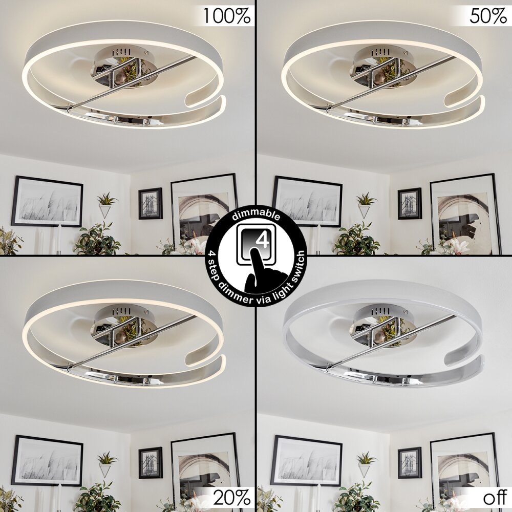 Rosemond Plafoniera LED Cromo, Bianco, 1-Luce