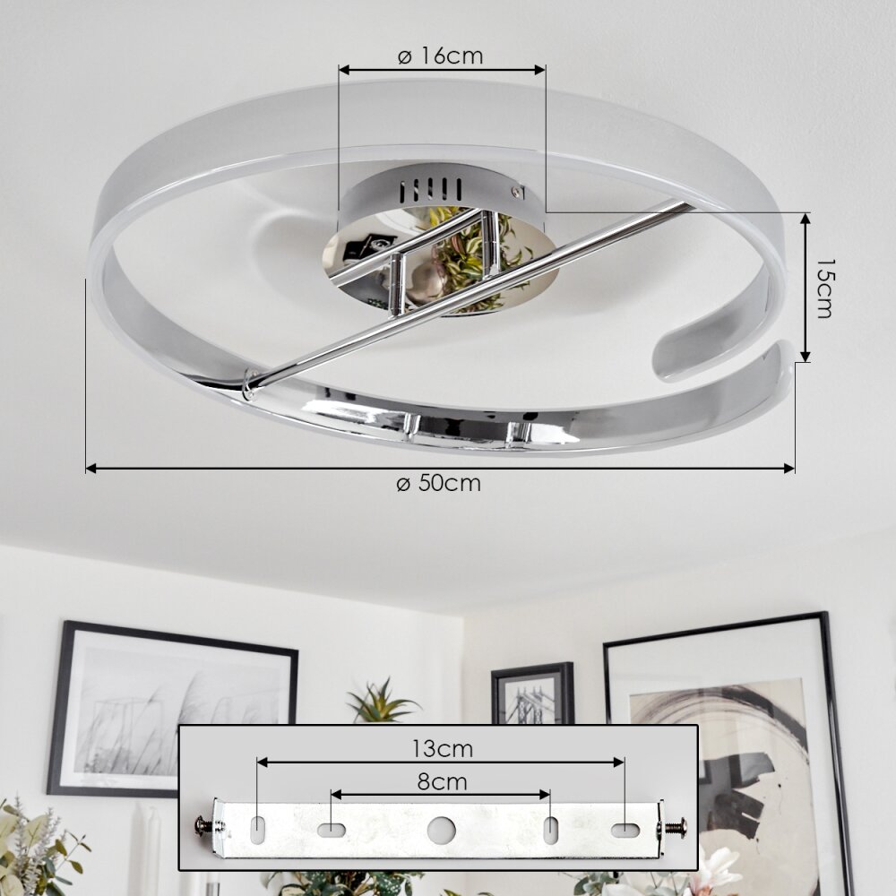 Rosemond Plafoniera LED Cromo, Bianco, 1-Luce