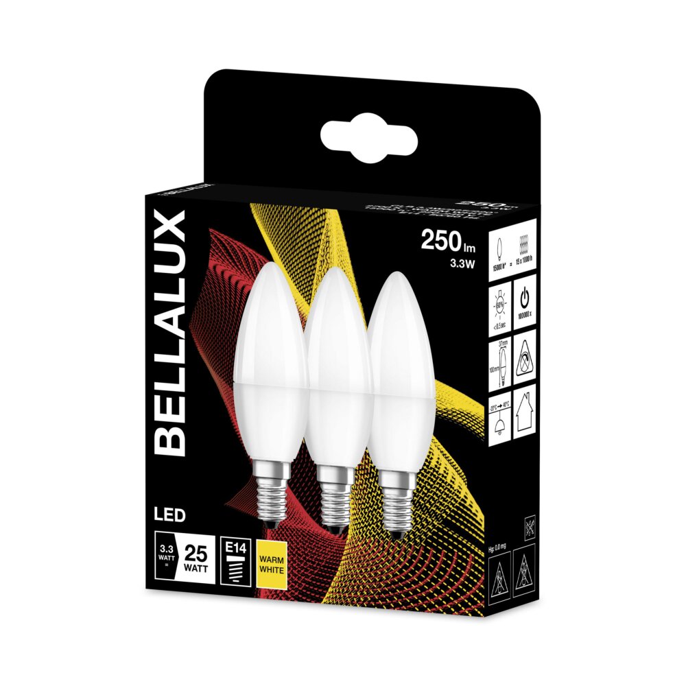 BELLALUX Set di 3 LED E14 3,3 Watt 2700 Kelvin 250 Lumen main product photo