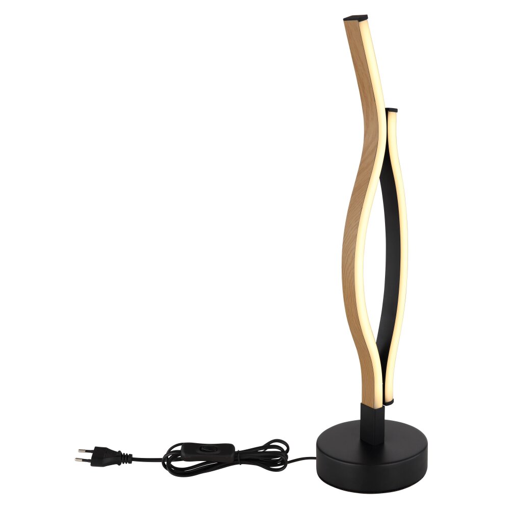Globo GERONIMO Lampada da tavolo LED Aspetto del legno, Nero, 1-Luce