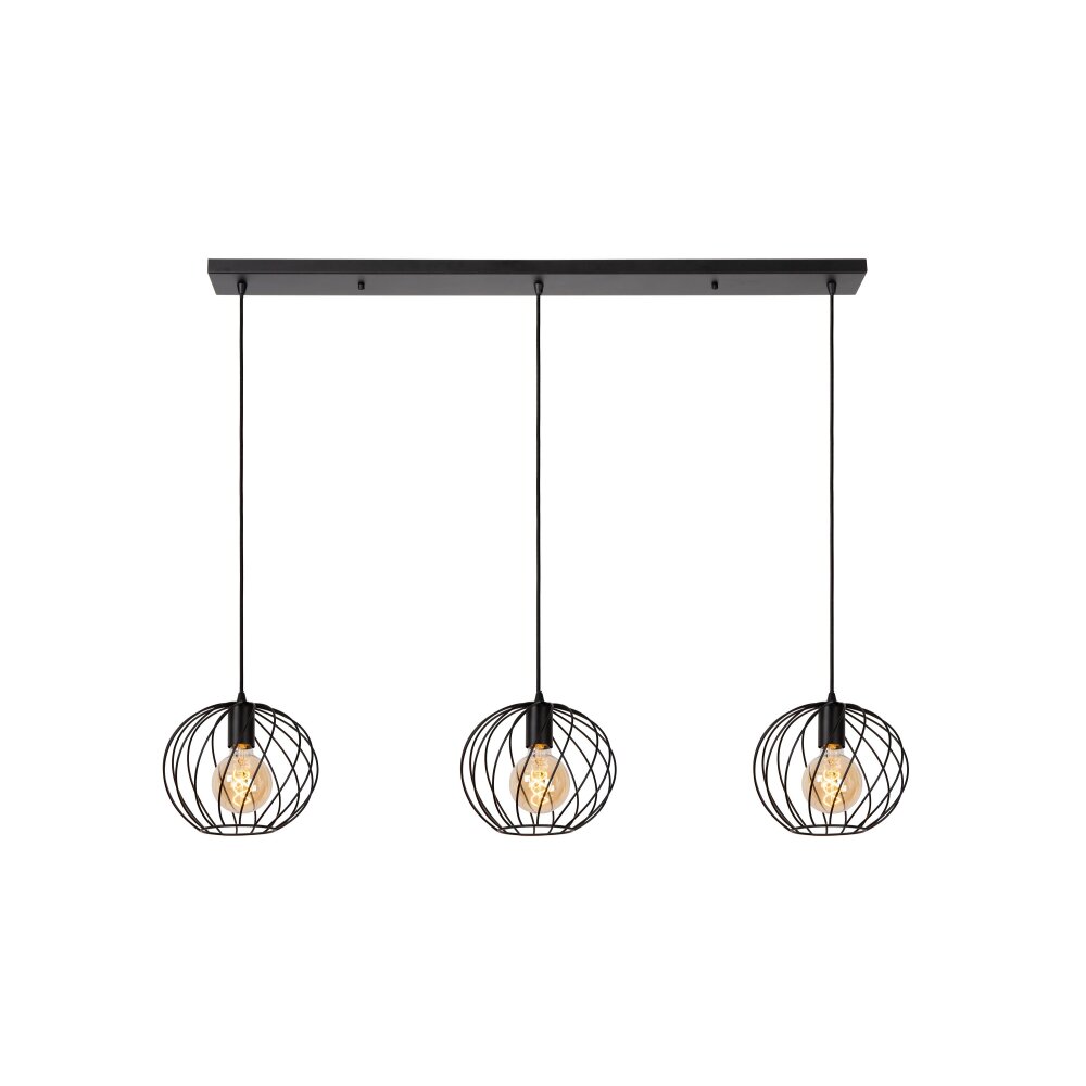 Lucide DANZA Lampada a Sospensione Nero, 3-Luci main product photo