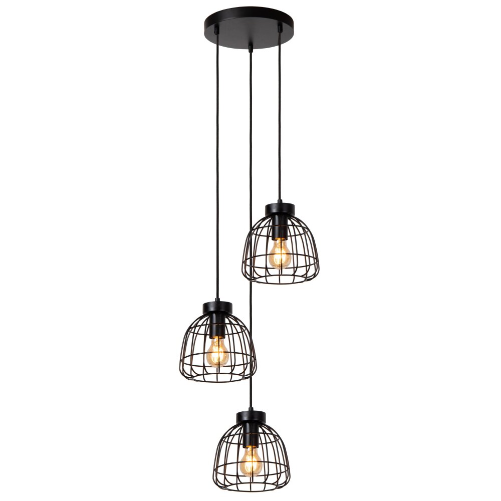 Lucide FILOX Lampada a Sospensione Nero, 3-Luci main product photo