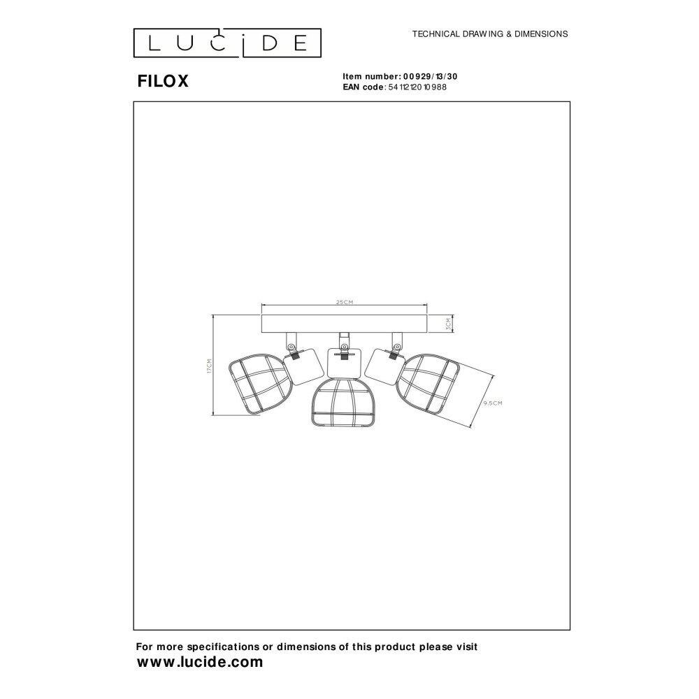 Lucide FILOX Plafoniera Nero, 1-Luce