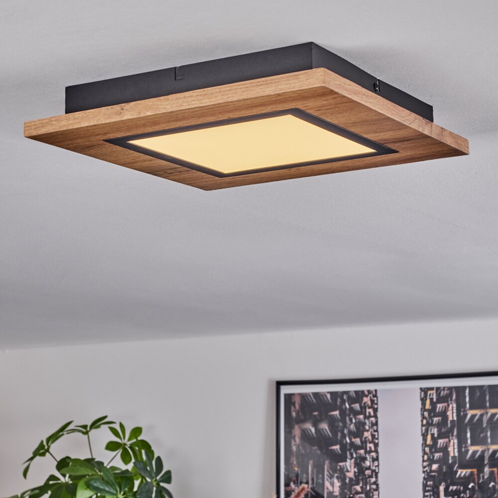 Salmi Plafoniera LED Aspetto del legno, Nero, 1-Luce