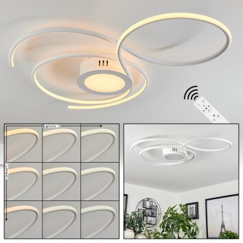 Olok Plafoniera LED Bianco, 1-Luce, Telecomando