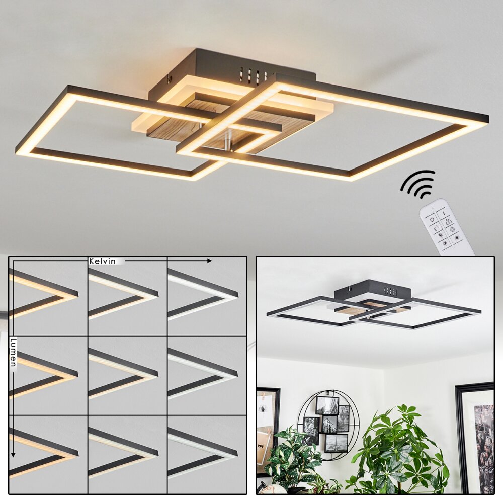 Audouin Plafoniera LED Aspetto del legno, 1-Luce, Telecomando main product photo
