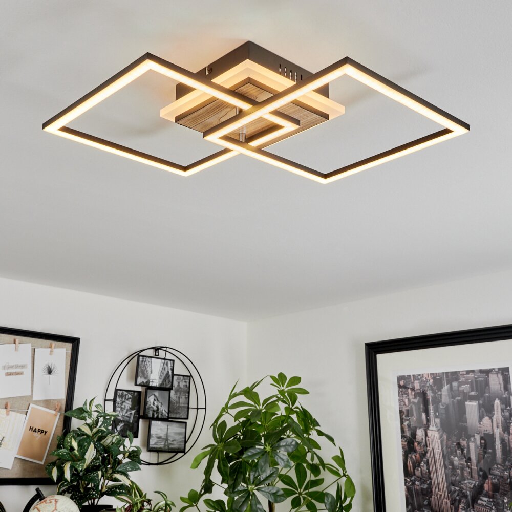 Audouin Plafoniera LED Aspetto del legno, 1-Luce, Telecomando