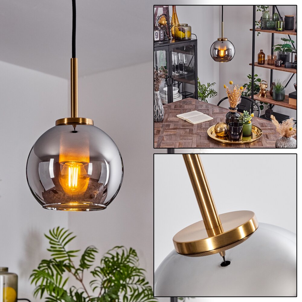 Koyoto Lampadario a sospensione Vetro 15 cm Oro, Nero, 1-Luce main product photo