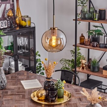 Koyoto Lampadario a sospensione Vetro 20 cm Oro, Nero, 1-Luce