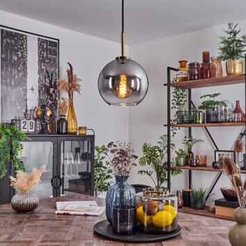 Koyoto Lampadario a sospensione Vetro 20 cm Ottone antico, 1-Luce