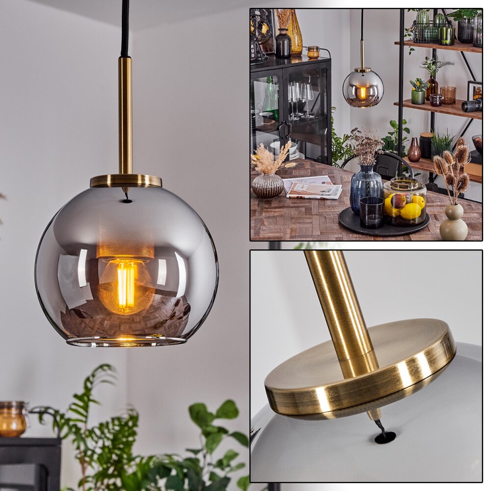 Koyoto Lampadario a sospensione Vetro 15 cm Ottone antico, 1-Luce main product photo