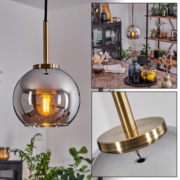 Koyoto Lampadario a sospensione Vetro 15 cm Ottone antico, 1-Luce