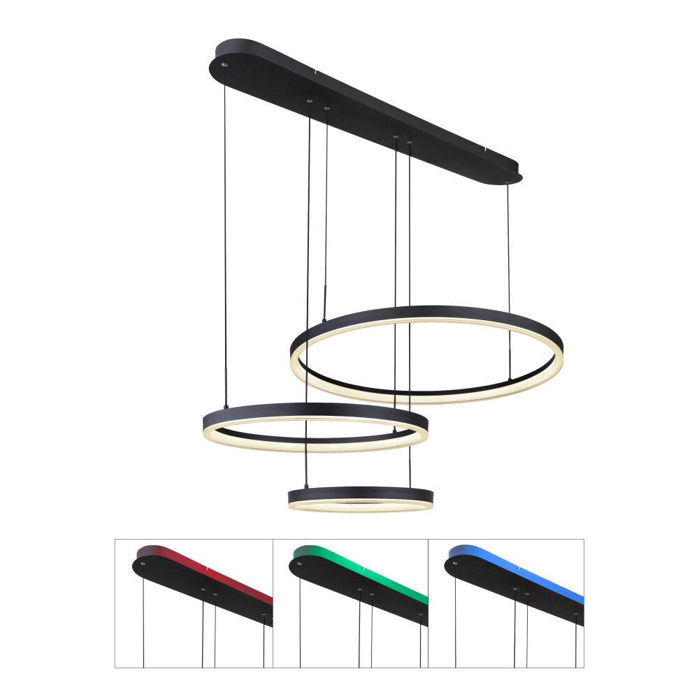 Globo AUGUSTO Lampadario a sospensione LED Oro, Nero, 2-Luci, Telecomando, Cambia colore main product photo