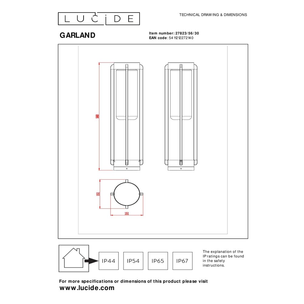 Lucide GARLAND Lampioncino Segnapasso Nero, 1-Luce