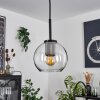 Koyoto Lampadario a sospensione Vetro 15 cm Acciaio inox, Nero, 1-Luce