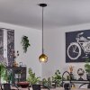 Koyoto Lampadario a sospensione Vetro 15 cm Acciaio inox, Nero, 1-Luce