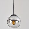 Koyoto Lampadario a sospensione Vetro 15 cm Acciaio inox, Nero, 1-Luce