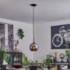 Koyoto Lampadario a sospensione Vetro 20 cm Acciaio inox, Nero, 1-Luce