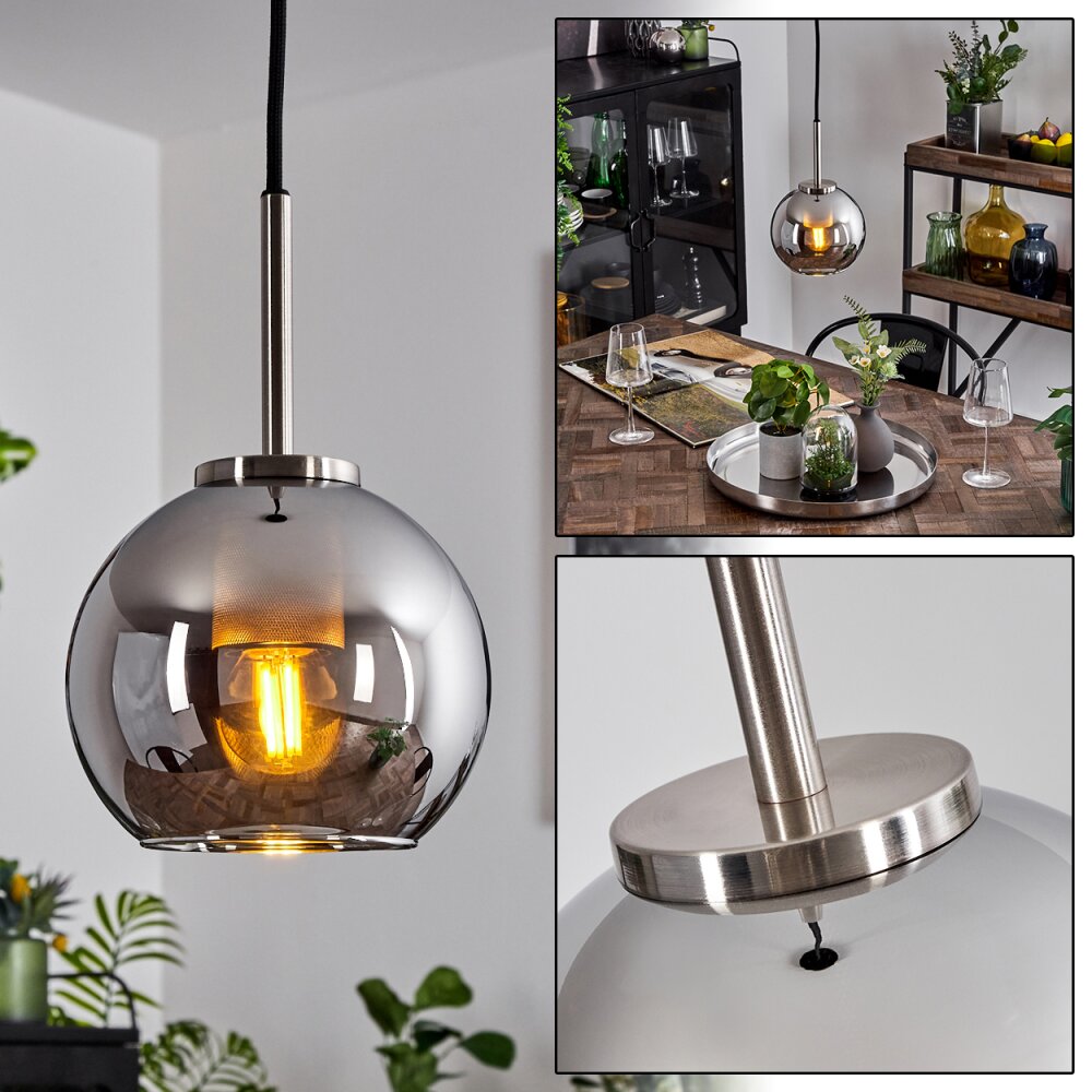 Koyoto Lampadario a sospensione Vetro 15 cm Nero, Argento, 1-Luce main product photo