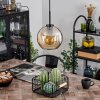 Koyoto Lampadario a sospensione Vetro 20 cm Acciaio inox, Nero, 1-Luce