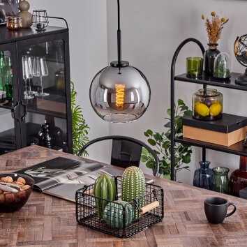Koyoto Lampadario a sospensione Vetro 20 cm Acciaio inox, Nero, 1-Luce Koyoto Lampadario a sospensione Vetro 20 cm Acciaio inox, Nero, 1-Luce