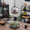 Koyoto Lampadario a sospensione Vetro 25 cm Acciaio inox, Nero, 1-Luce