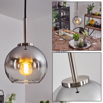 Koyoto Lampadario a sospensione Vetro 15 cm Nero, Argento, 1-Luce