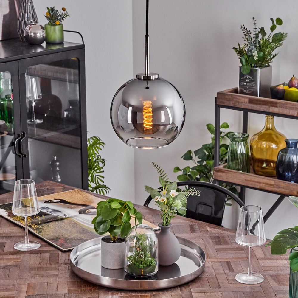 Koyoto Lampadario a sospensione Vetro 20 cm Nero, Argento, 1-Luce main product photo