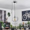 Koyoto Lampadario a sospensione Vetro 25 cm Acciaio inox, Nero, 1-Luce