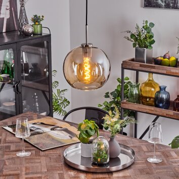 Koyoto Lampadario a sospensione Vetro 25 cm Nero, Argento, 1-Luce Koyoto Lampadario a sospensione Vetro 25 cm Nero, Argento, 1-Luce