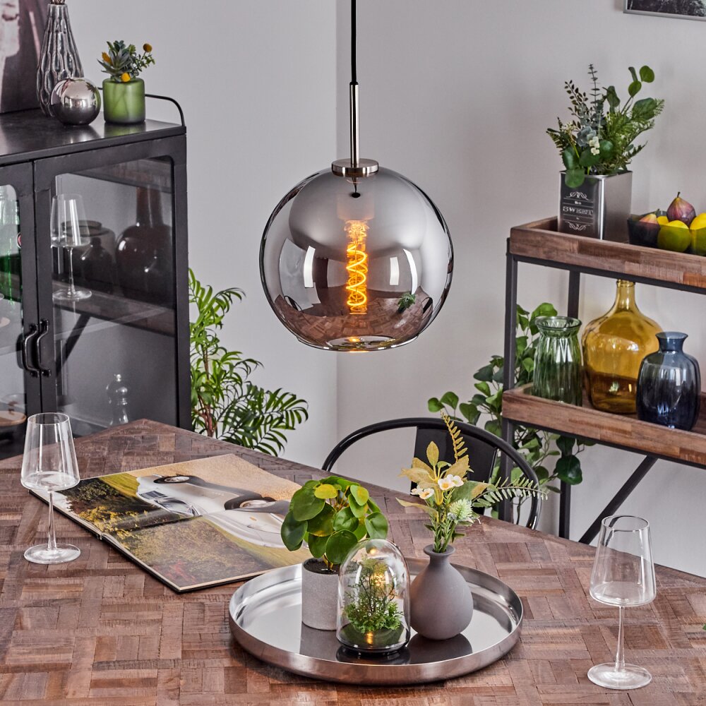 Koyoto Lampadario a sospensione Vetro 25 cm Nero, Argento, 1-Luce main product photo