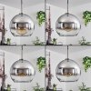 Koyoto Lampadario a sospensione Vetro 25 cm Nero, Argento, 1-Luce