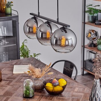 Koyoto Lampada a Sospensione Vetro 20 cm Grigio fumo, 3-Luci