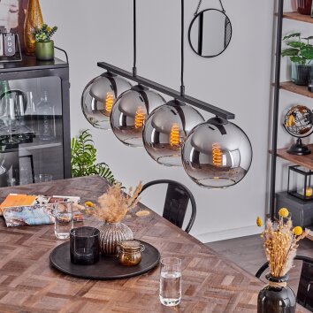 Koyoto Lampada a Sospensione Vetro 20 cm Grigio fumo, 4-Luci