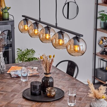 Koyoto Lampada a Sospensione Vetro 15 cm Ambrato, 5-Luci