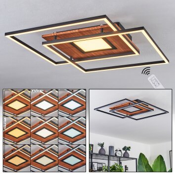 Panqueua Plafoniera LED Marrone, Nero, 1-Luce, Telecomando