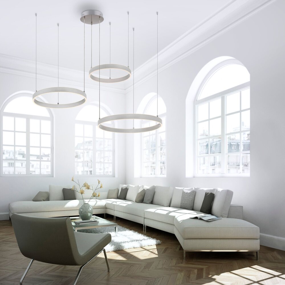 Leuchten-Direkt LILLUTI Lampada a Sospensione LED Argento, 2-Luci, Telecomando main product photo