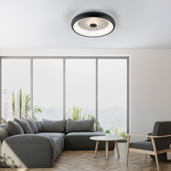 Leuchten-Direkt VERTIGO Plafoniera LED Nero, 1-Luce, Telecomando