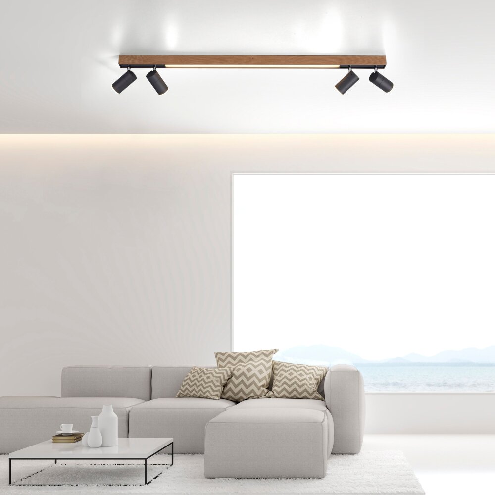 Paul Neuhaus PURE-LINES Plafoniera LED Antracite, Legno scuro, 5-Luci, Telecomando main product photo