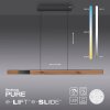 Paul Neuhaus PURE-MOTO-RISE Lampada a Sospensione LED Aspetto del legno, Nero, 3-Luci, Telecomando