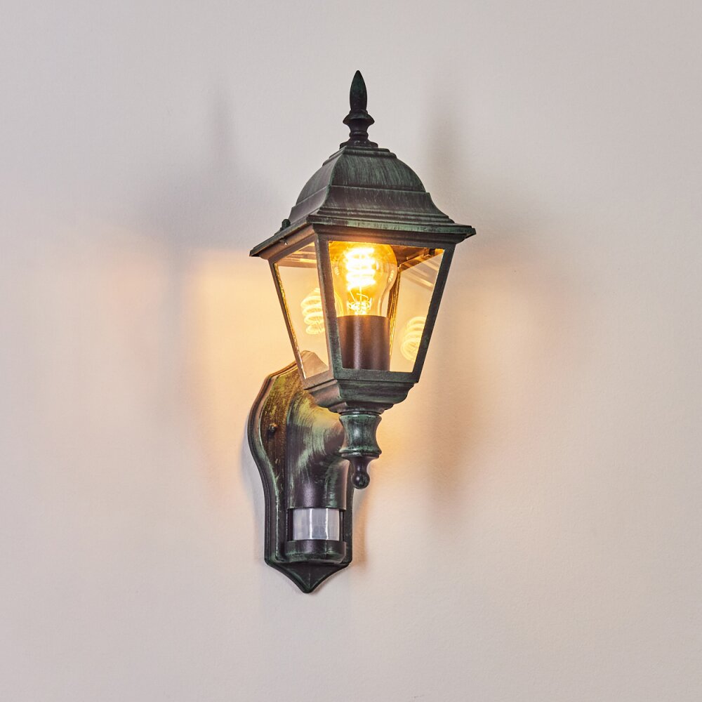 Naofe Applique da esterno Verde, Nero, 1-Luce, Sensori di movimento